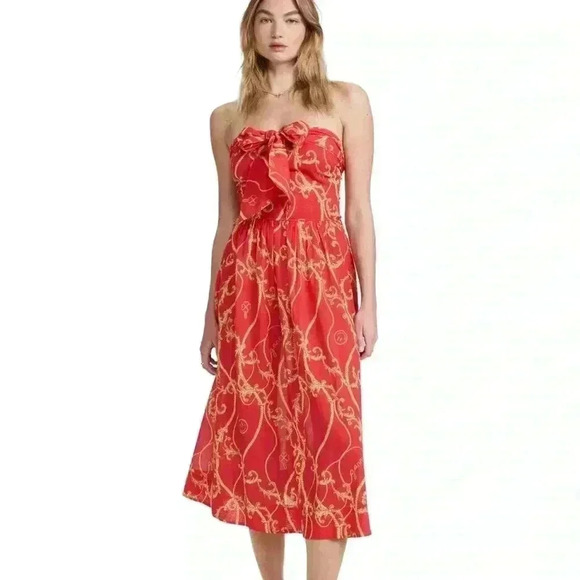 NWT GANNI S/M baroque-print strapless convertible dress - Picture 1 of 13